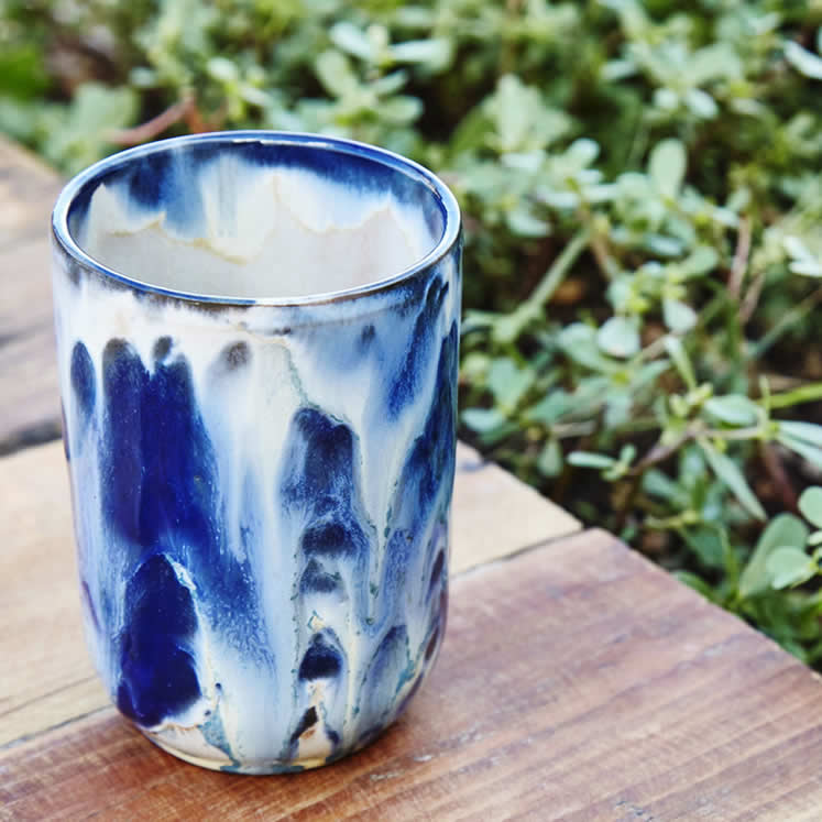 Mediterraner Keramikbecher/Tasse blau