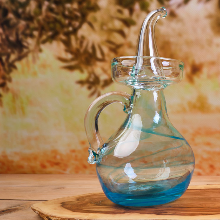 La Fiore Glass jug for olive oil Turquoise