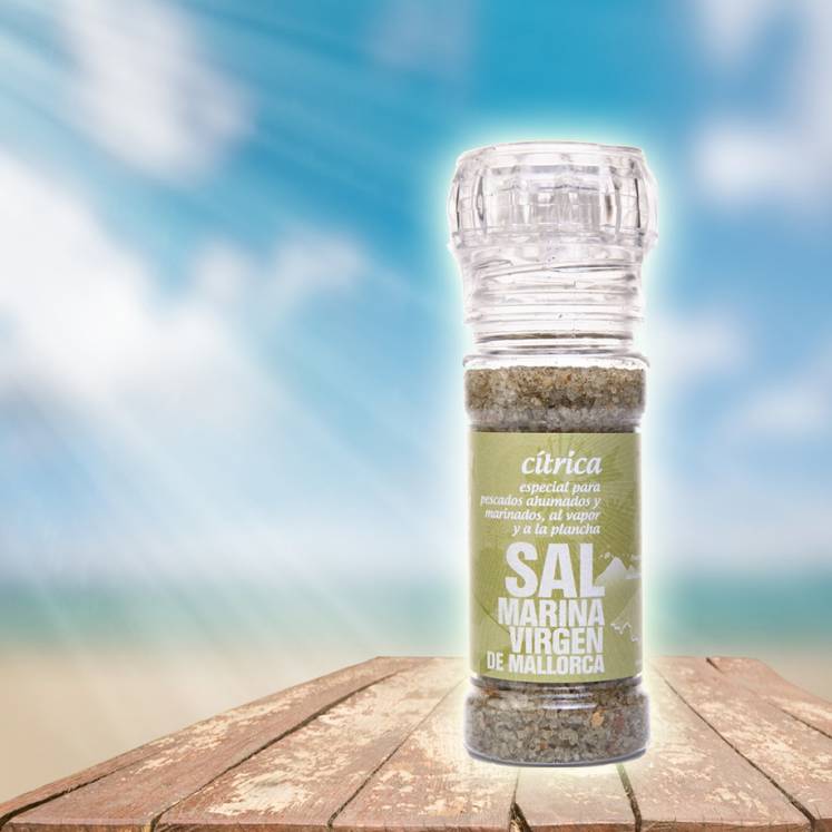 Organic sea salt citrus mill Sal Marina Virgen de Mallorca