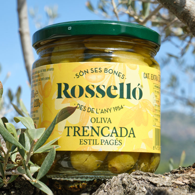 Rosselló Trencada green olives spicy pickled