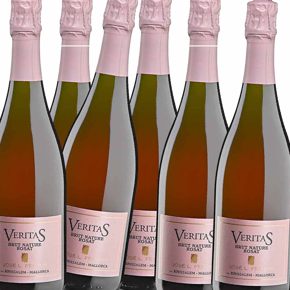 6 x Ferrer Veritas Brut Nature sparkling rosé wine D.O.