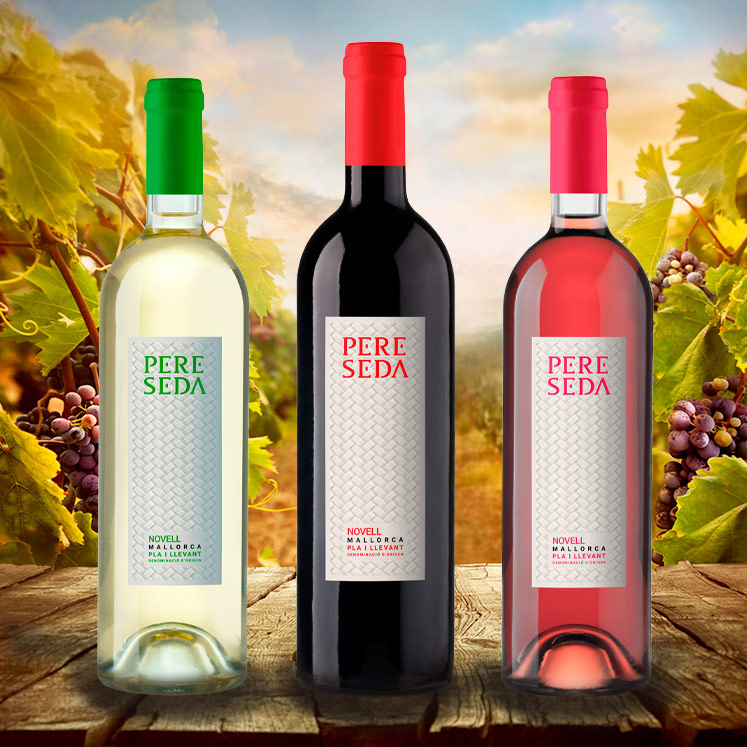 12 x Pere Seda Novell vin blanc, rosé et rouge D.O. Pla i Llevant