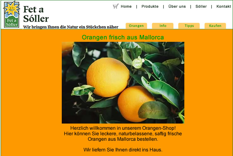 Orangen: das einzige Produkt im ersten Online Shop von Fet a Sóller